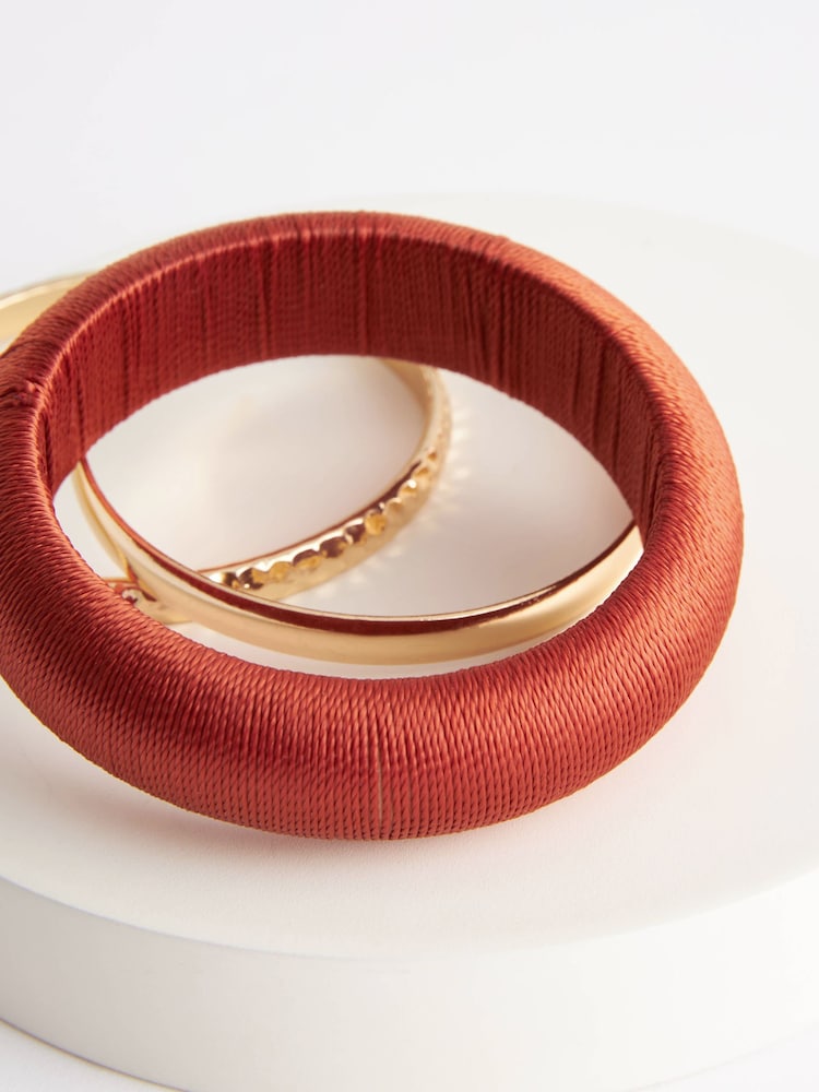 Orange Thread Wrapped Chunky Bangles Pack - Image 4 of 4