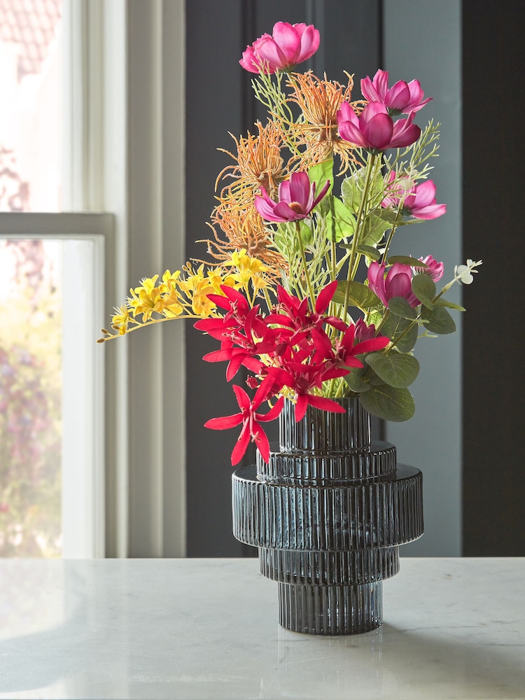 Black Artificial Bright Floral Arrangement - Image 1 of 4