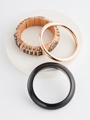 Black/Natural Raffia Bangles Pack - Image 3 of 4