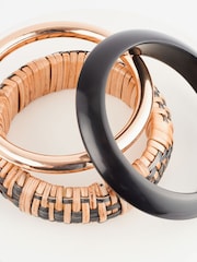 Black/Natural Raffia Bangles Pack - Image 4 of 4