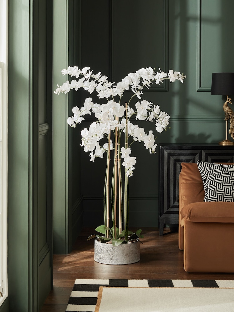 White Real Touch Artificial Extra Large Floor Standing Orchid - Image 1 of 4