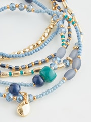 Blue Beaded Stretch Bracelet Pack - Image 4 of 4