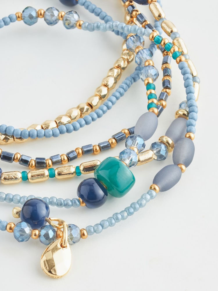 Blue Beaded Stretch Bracelet Pack - Image 4 of 4