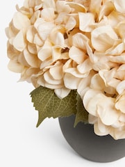 White Artificial Hydrangea Arrangement In Black Ceramic Vase - Image 5 of 5