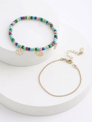 Multi Coloured Beaded Stretch Bracelet - Image 1 of 2