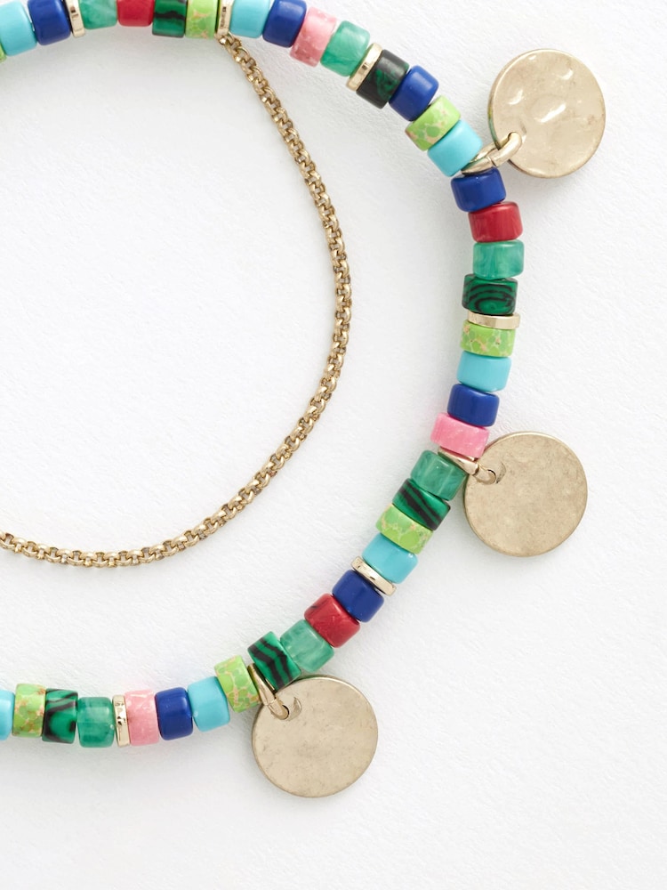 Multi Coloured Beaded Stretch Bracelet - Image 2 of 2