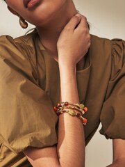 Orange Gold Tone Beaded Bracelet Pack - Image 2 of 4