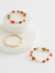 Orange Gold Tone Beaded Bracelet Pack - Image 3 of 4