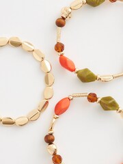 Orange Gold Tone Beaded Bracelet Pack - Image 4 of 4