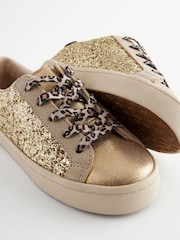 Gold Glitter Lace Up Lowtop Trainers - Image 5 of 6