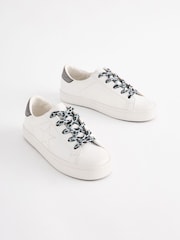 White Lace Up Lowtop Trainers - Image 1 of 2