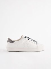 White Lace Up Lowtop Trainers - Image 2 of 2