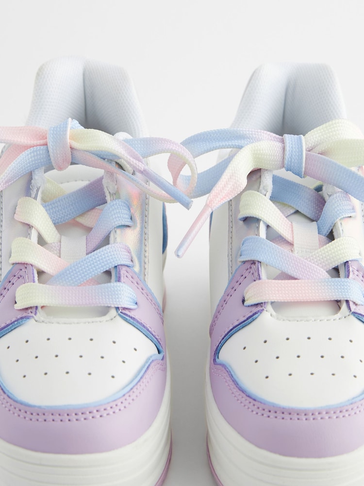 White Rainbow Pastel Chunky Lace Up Skate Trainers - Image 5 of 5