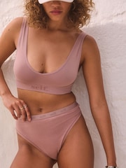 self. Mauve Pink / Black / White High Rise High Leg Cotton Rich Knickers 3 Pack - Image 2 of 9