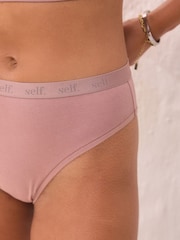 self. Mauve Pink / Black / White High Rise High Leg Cotton Rich Knickers 3 Pack - Image 5 of 9