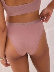 self. Mauve Pink / Black / White High Rise High Leg Cotton Rich Knickers 3 Pack - Image 6 of 9