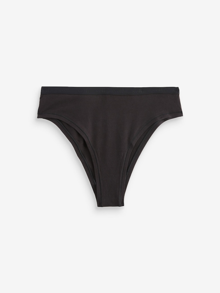 self. Mauve Pink / Black / White High Rise High Leg Cotton Rich Knickers 3 Pack - Image 9 of 9
