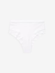 Black/White/Nude Mesh Trim High Waist High Leg Knickers 3 Pack - Image 8 of 10