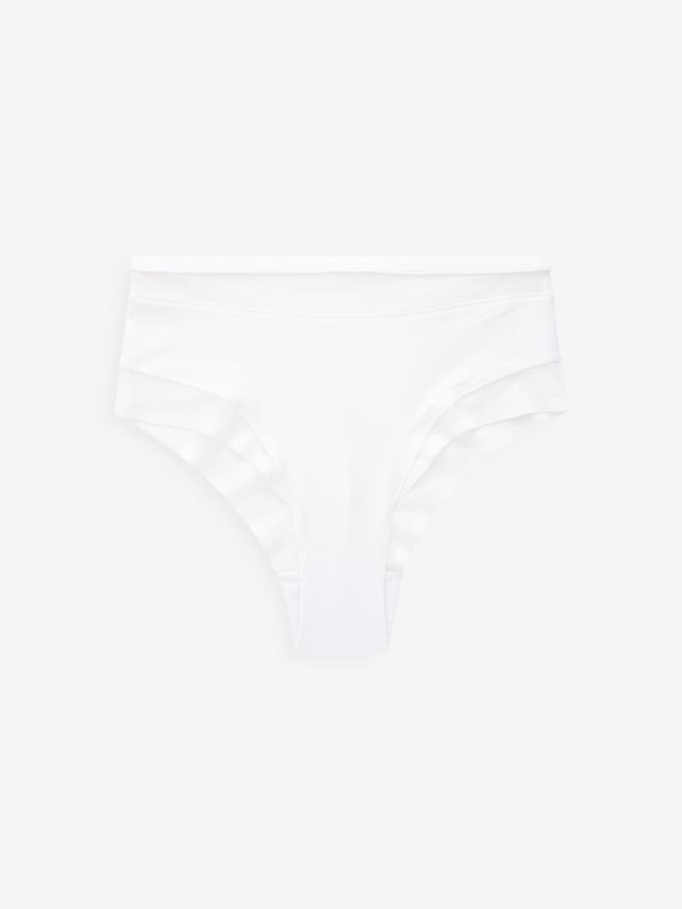 Noir/Blanc/Nu - Mesh Trim Taille haute High Leg Knickers 3 Lot - Image 8 of 10
