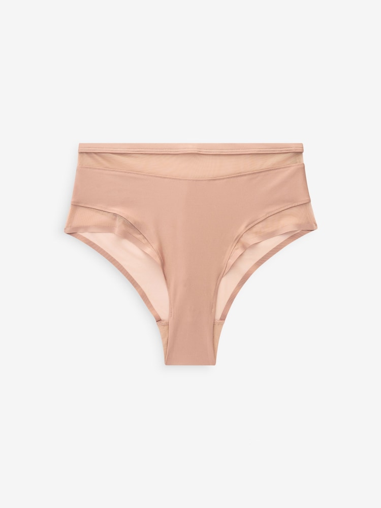 Noir/Blanc/Nu - Mesh Trim Taille haute High Leg Knickers 3 Lot - Image 9 of 10