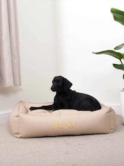 Lords and Labradors Natural Dog Box Bed in Rhino Leather - Image 3 of 6