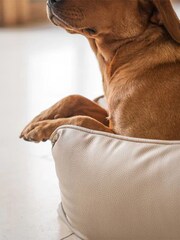 Lords and Labradors Natural Dog Box Bed in Rhino Leather - Image 4 of 6