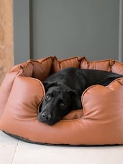 Lords and Labradors Tan Brown High Sided Dog Bed Rhino Leather - Image 2 of 6
