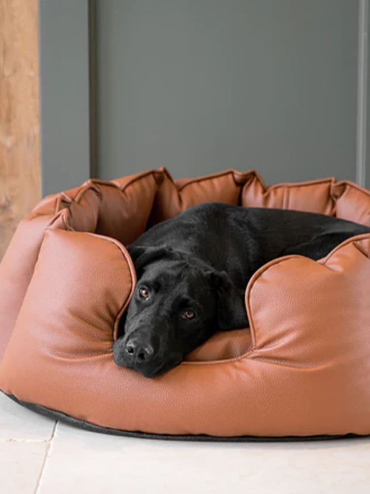 Lords and Labradors Tan Brown High Sided Dog Bed Rhino Leather - Image 2 of 6