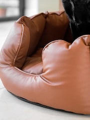 Lords and Labradors Tan Brown High Sided Dog Bed Rhino Leather - Image 3 of 6