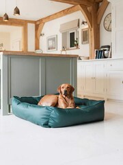 Lords and Labradors Green Dog Box Bed in Rhino Leather - Image 4 of 7