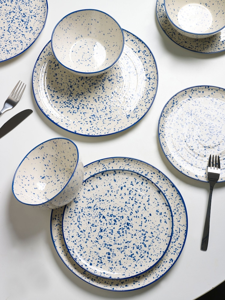 12 Piece Blue Speckle Dinner Set - Image 1 of 5