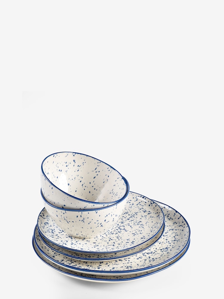 12 Piece Blue Speckle Dinner Set - Image 5 of 5
