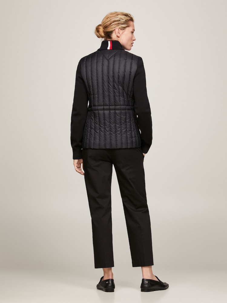 Tommy Hilfiger Black Lightweight Padded Knit Mix Jacket - Image 2 of 8 Tommy Hilfiger Black Lightweight Padded Knit Mix Jacket - Image 2 of 8