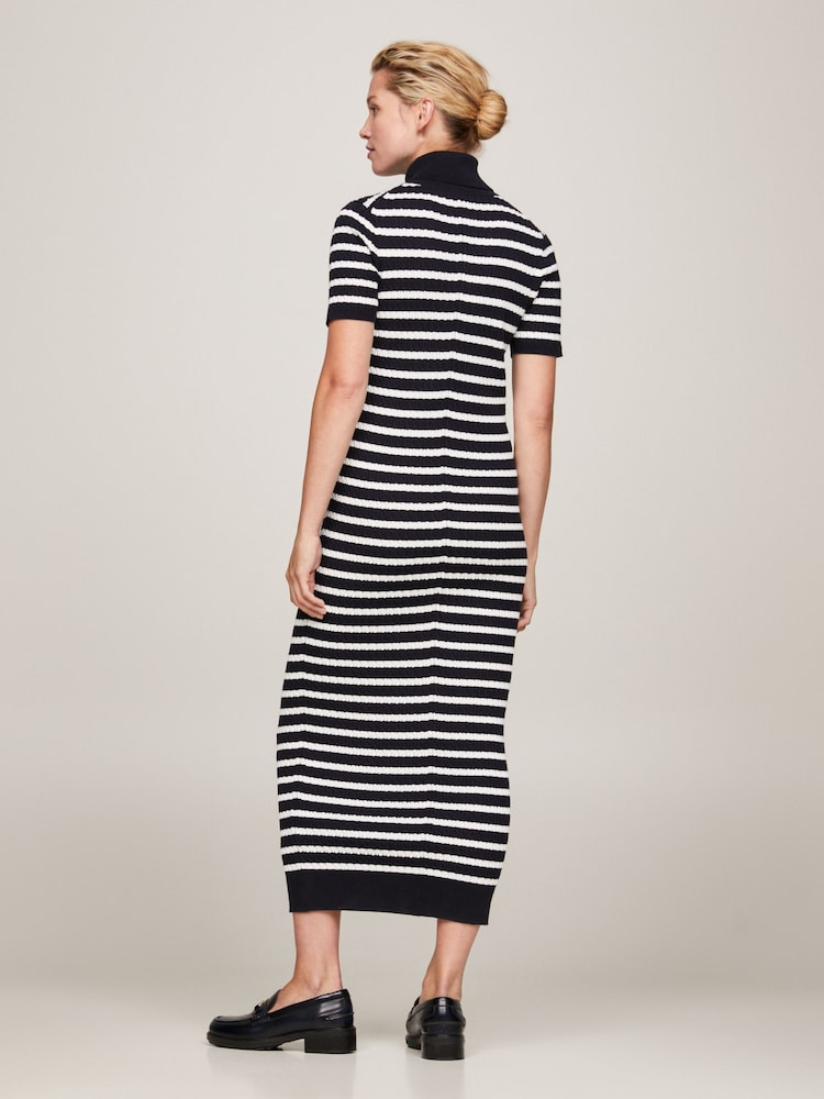 Tommy Hilfiger Blue Cable Knit Sweater Dress - Image 2 of 6 Tommy Hilfiger Blue Cable Knit Sweater Dress - Image 2 of 6