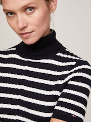 Tommy Hilfiger Blue Cable Knit Sweater Dress - Image 3 of 6