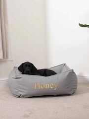 Lords and Labradors Grey Dog Box Bed in Rhino Leather - Image 5 of 5