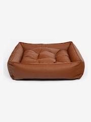 Lords and Labradors Tan Brown Dog Box Bed in Rhino Leather - Image 5 of 6