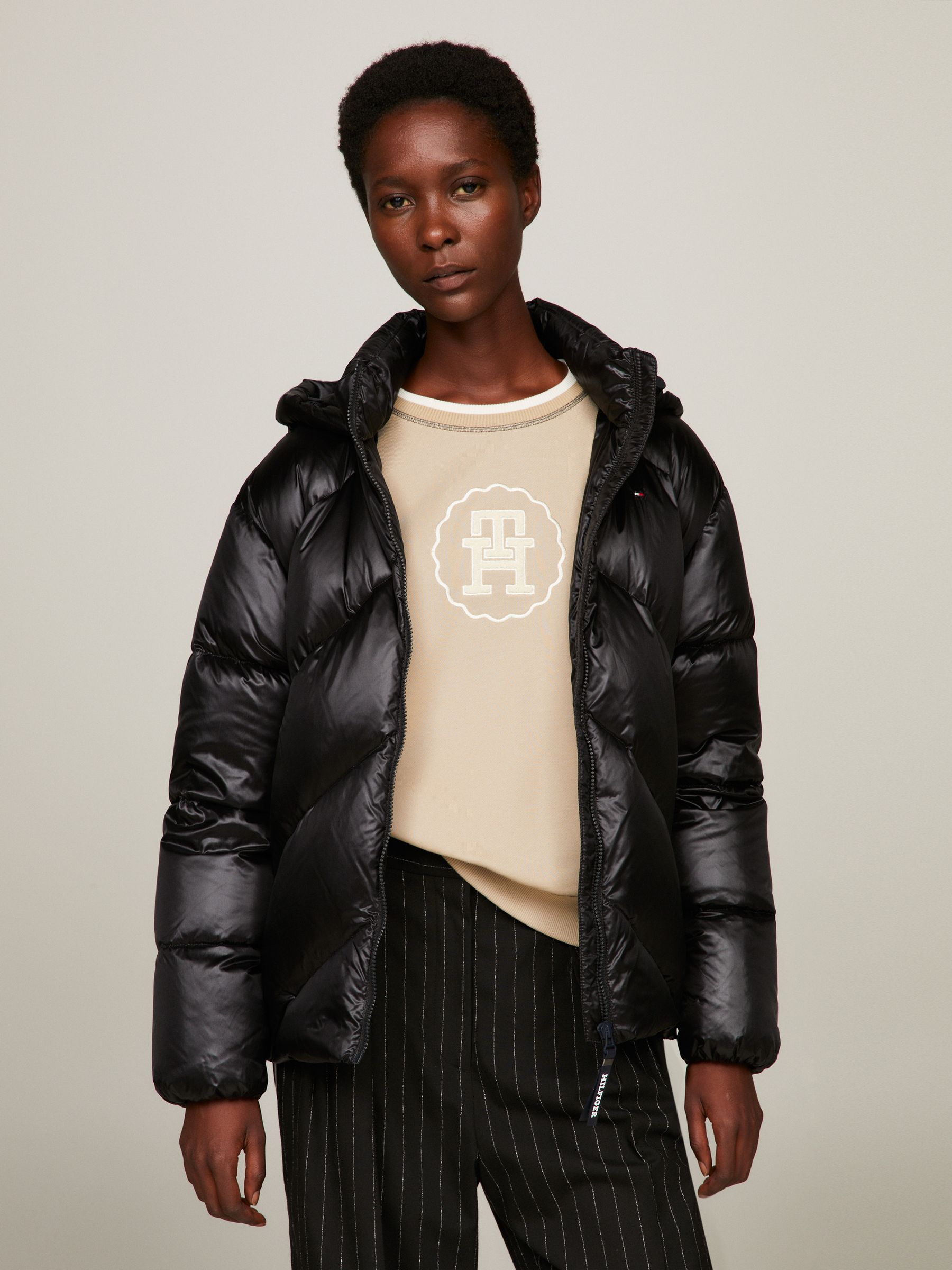 Buy Tommy Hilfiger Chevron Black Down Jacket from Next Luxembourg