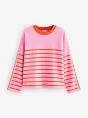 Pink-Orange gestreift - Rundhals-Sweatshirt mit eleganten Streifen - Bild 2 von 6