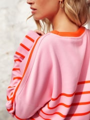 Pink-Orange gestreift - Rundhals-Sweatshirt mit eleganten Streifen - Bild 5 von 6