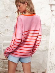 Pink-Orange gestreift - Rundhals-Sweatshirt mit eleganten Streifen - Bild 6 von 6