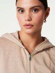 Neutral Raw Hem Detail Washed Zip Through Hoodie - Image 4 of 6