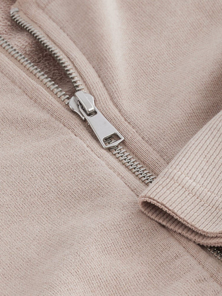 Neutral Raw Hem Detail Washed Zip Through Hoodie - Image 6 of 6