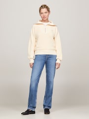 Tommy Hilfiger Cream Half Zip Knit Jumper - Image 3 of 5