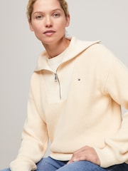 Tommy Hilfiger Cream Half Zip Knit Jumper - Image 4 of 5