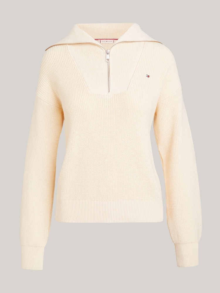 Tommy Hilfiger Cream Half Zip Knit Jumper - Image 5 of 5