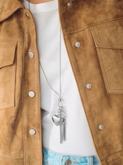 Silver Tone Heart Tassel Long Necklace - Image 2 of 4