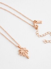 Gold Tone Dainty Palm Tree Necklace - Image 4 of 4