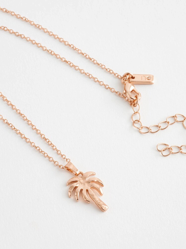 Gold Tone Dainty Palm Tree Necklace - Image 4 of 4