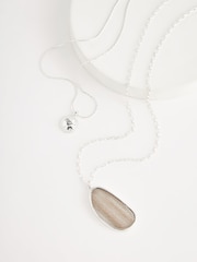 Silver Tone Stone 2 Layer Long Necklace - Image 3 of 4